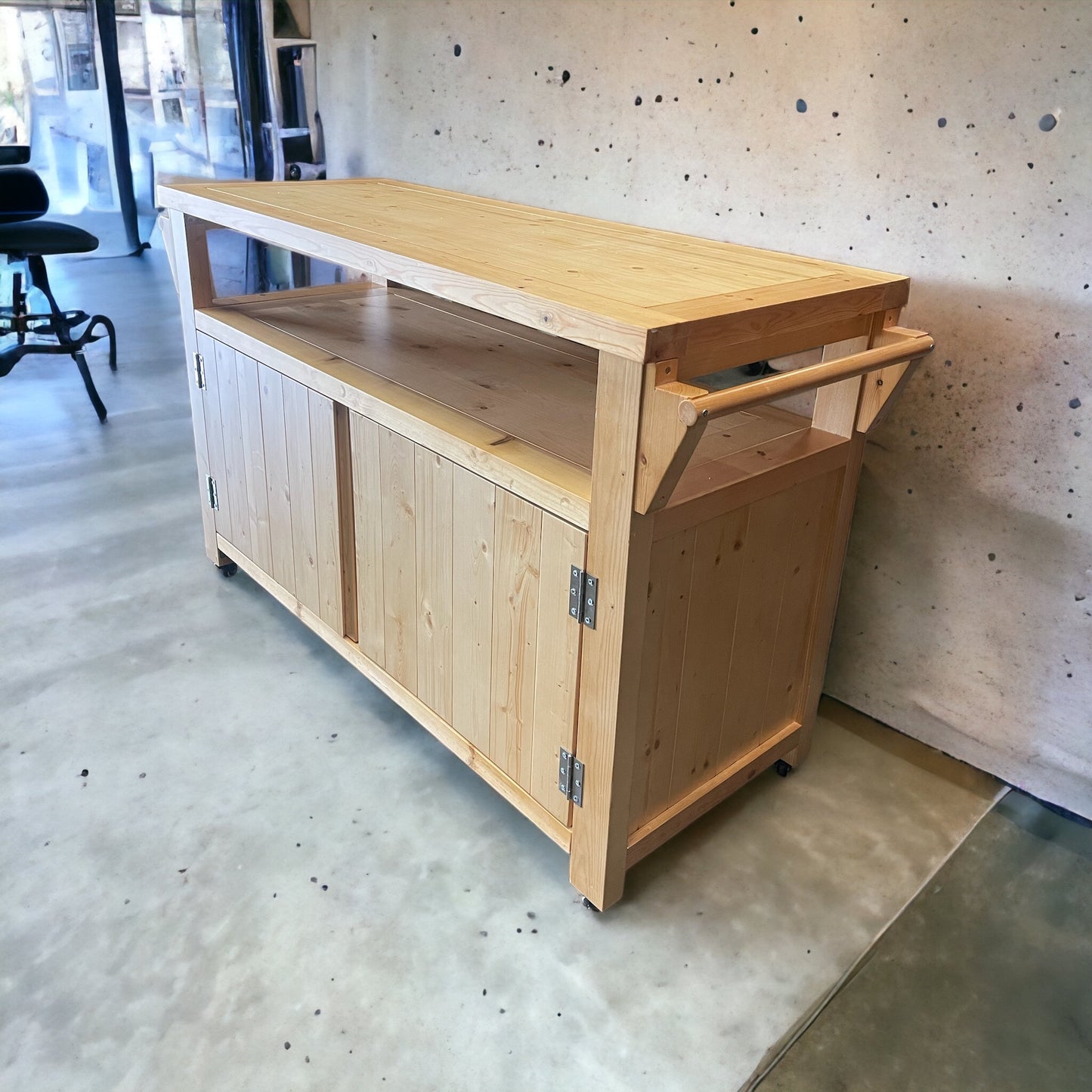 Party Station Outdoor Kitchen Island Rolling Cart Outdoor Living Longs Peak Eucalyptus Outdoor Sideboard Table,