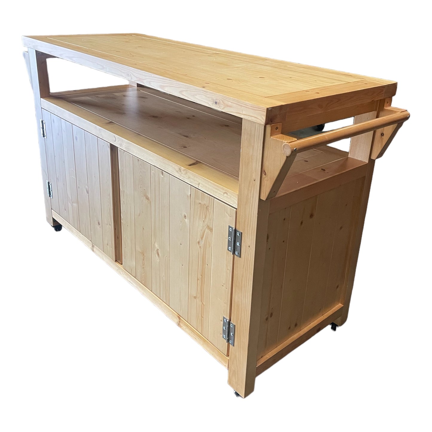 Party Station Outdoor Kitchen Island Rolling Cart Outdoor Living Longs Peak Eucalyptus Outdoor Sideboard Table,