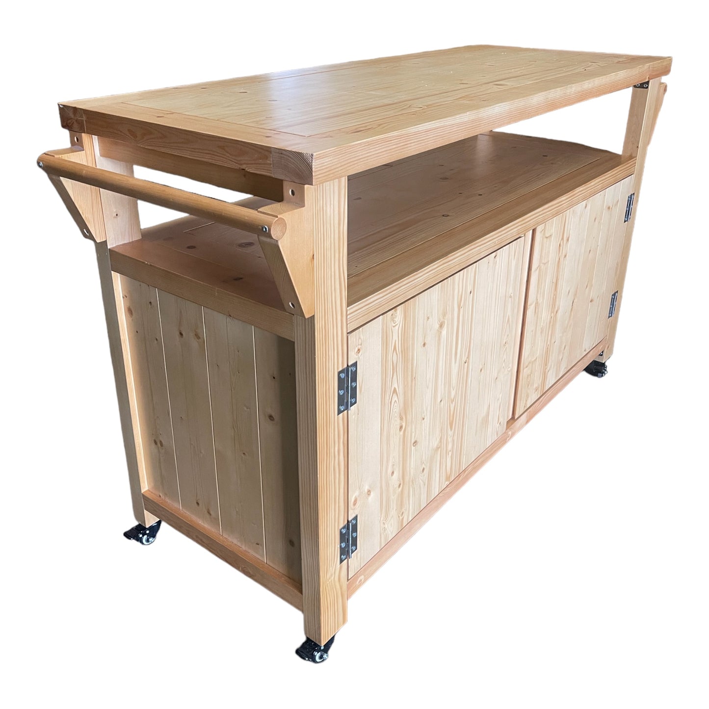 Party Station Outdoor Kitchen Island Rolling Cart Outdoor Living Longs Peak Eucalyptus Outdoor Sideboard Table,