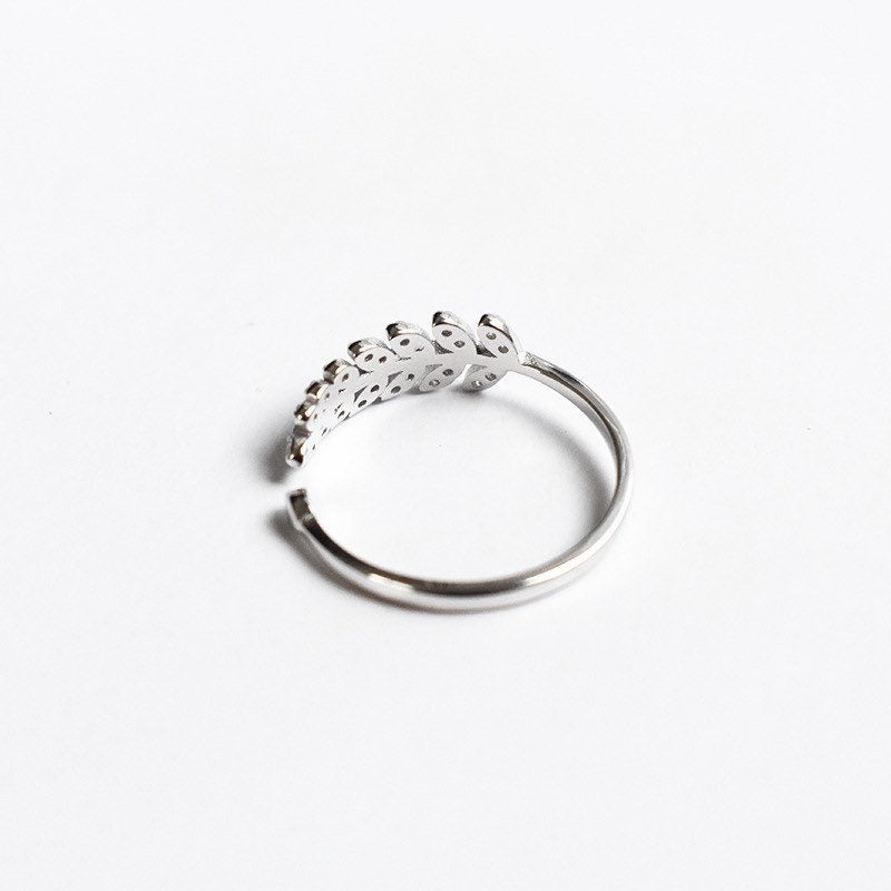 Leaf ring inlay cubic zirconia, US Seller S925 Sterling Silver Rings Rings Christmas gift with box D004