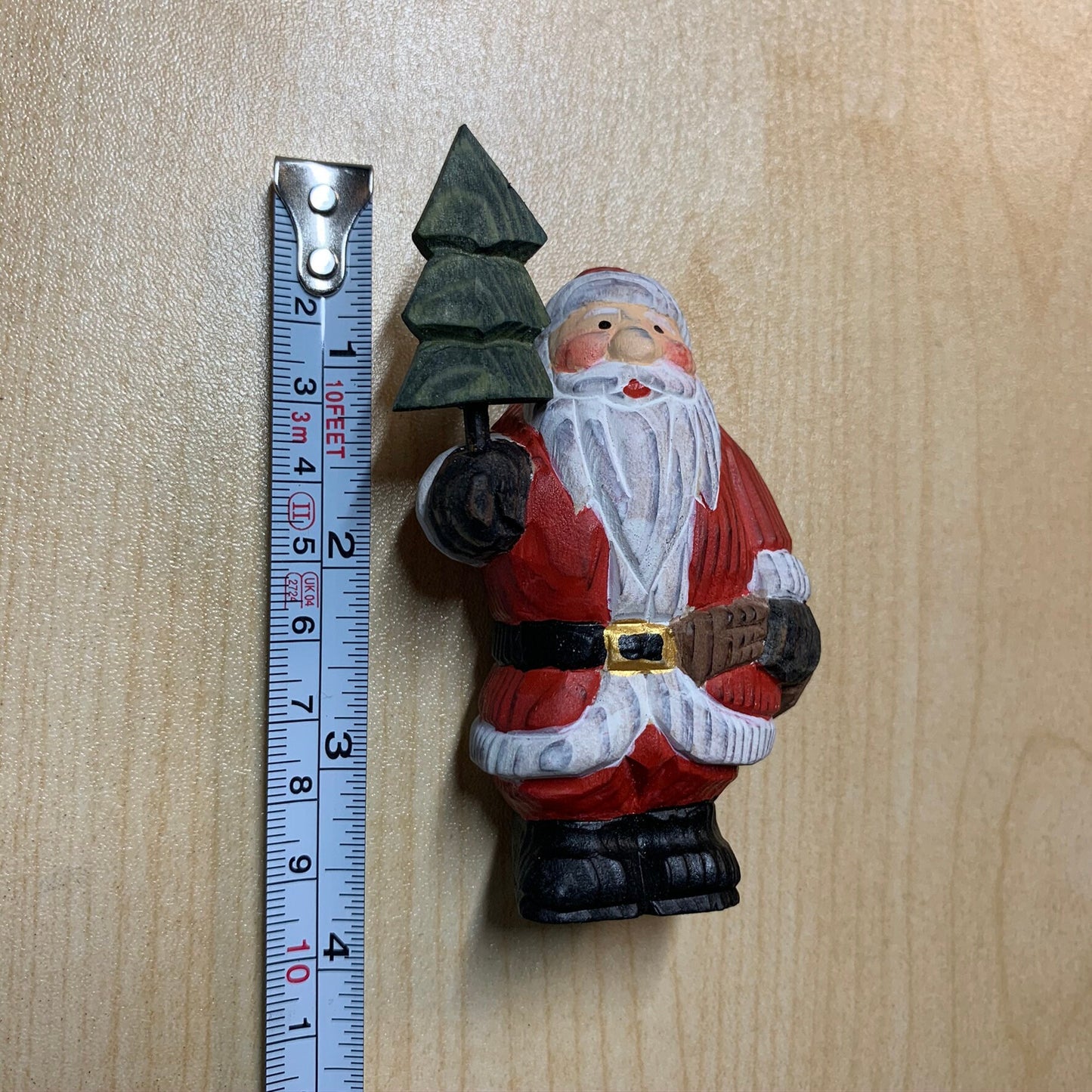 Hand Carved Wood Wooden Santa Claus Figurine Merry Christmas gift