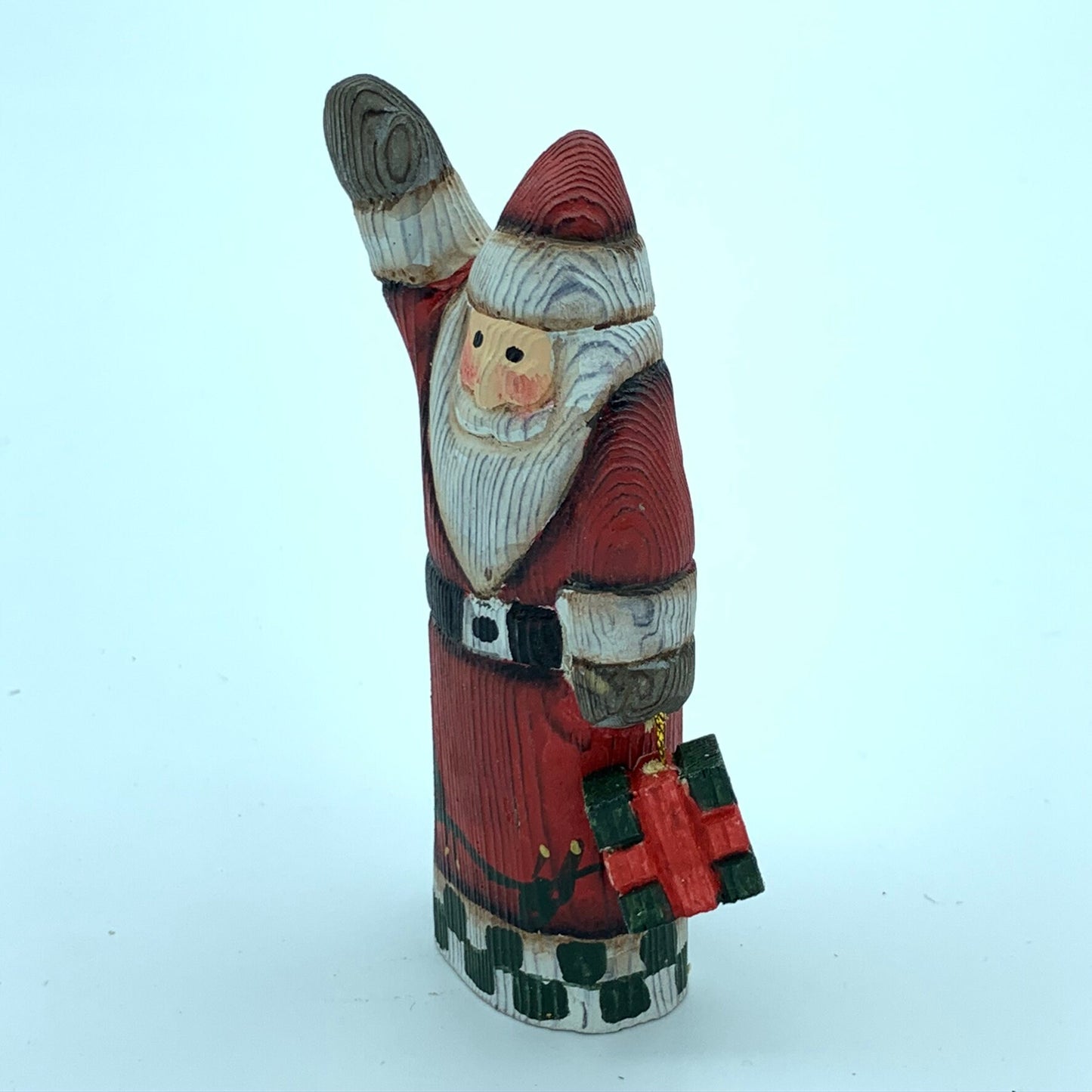 Hand Carved Wood Wooden Santa Claus Figurine Merry Christmas gift