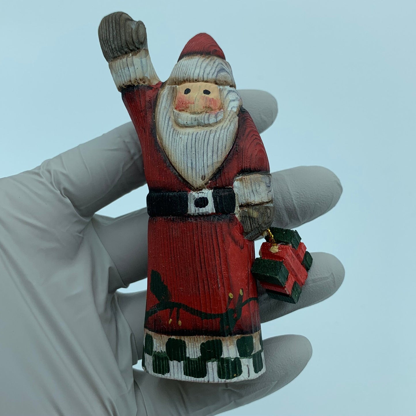 Hand Carved Wood Wooden Santa Claus Figurine Merry Christmas gift