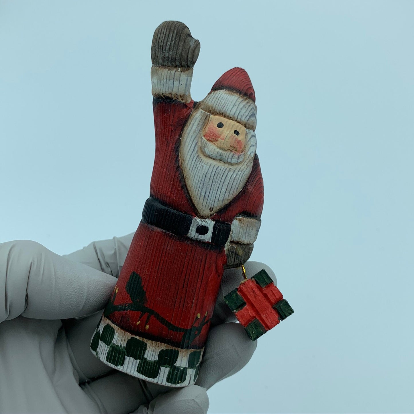 Hand Carved Wood Wooden Santa Claus Figurine Merry Christmas gift