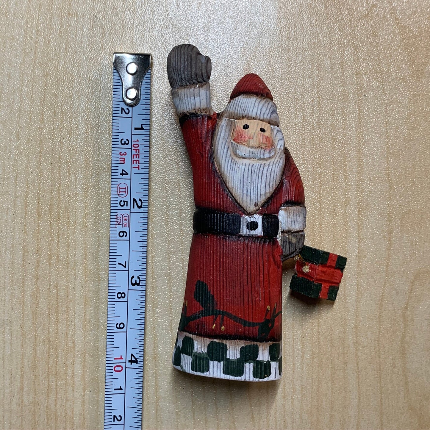 Hand Carved Wood Wooden Santa Claus Figurine Merry Christmas gift