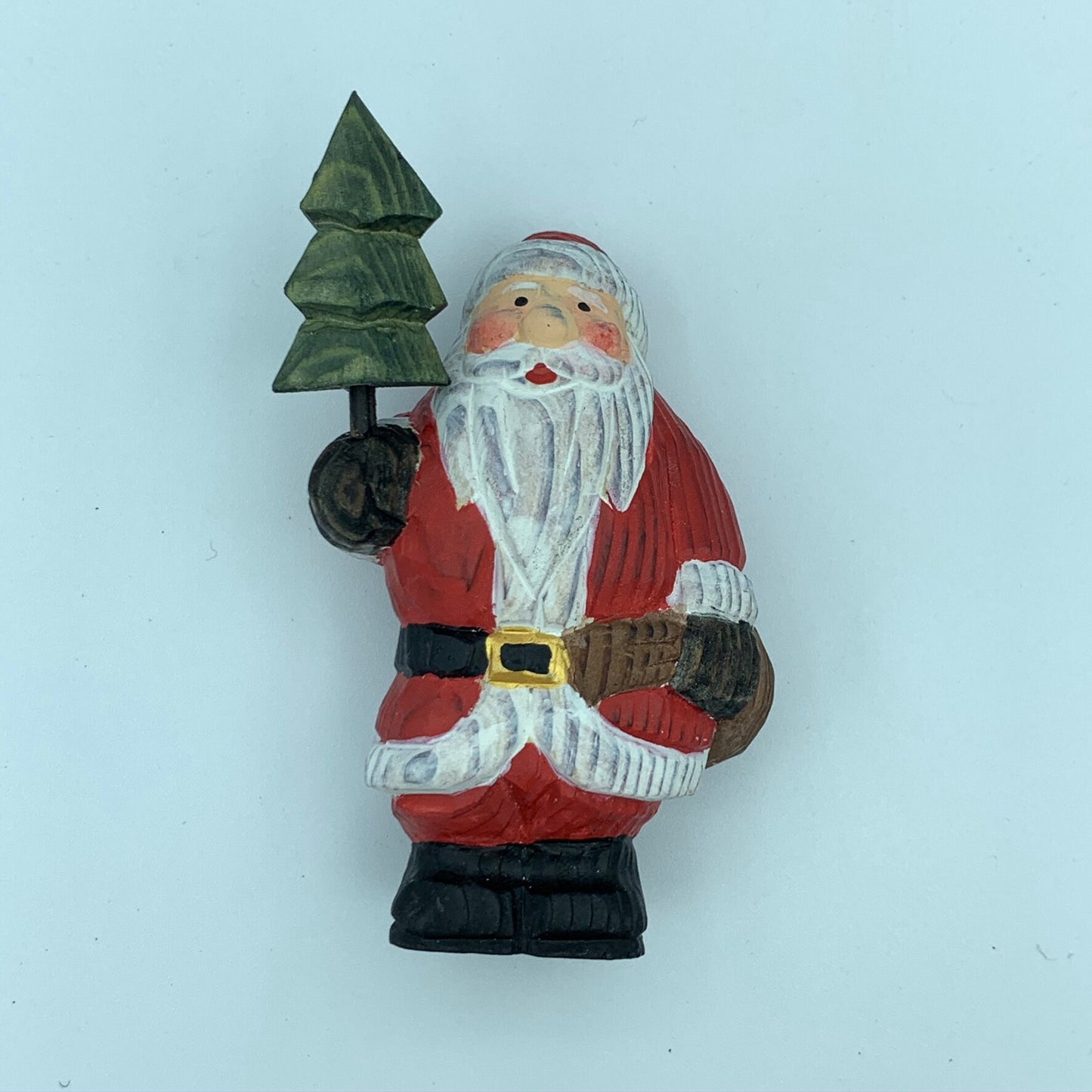 Hand Carved Wood Wooden Santa Claus Figurine Merry Christmas gift