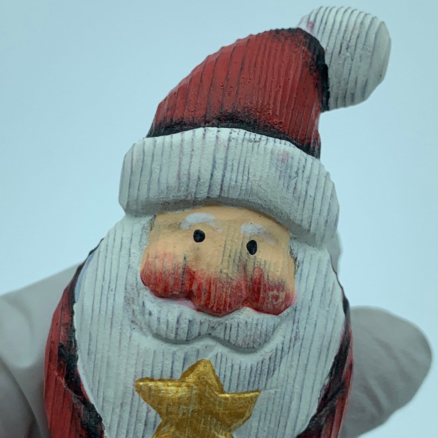 Hand Carved Wood Wooden Santa Claus Figurine Merry Christmas gift