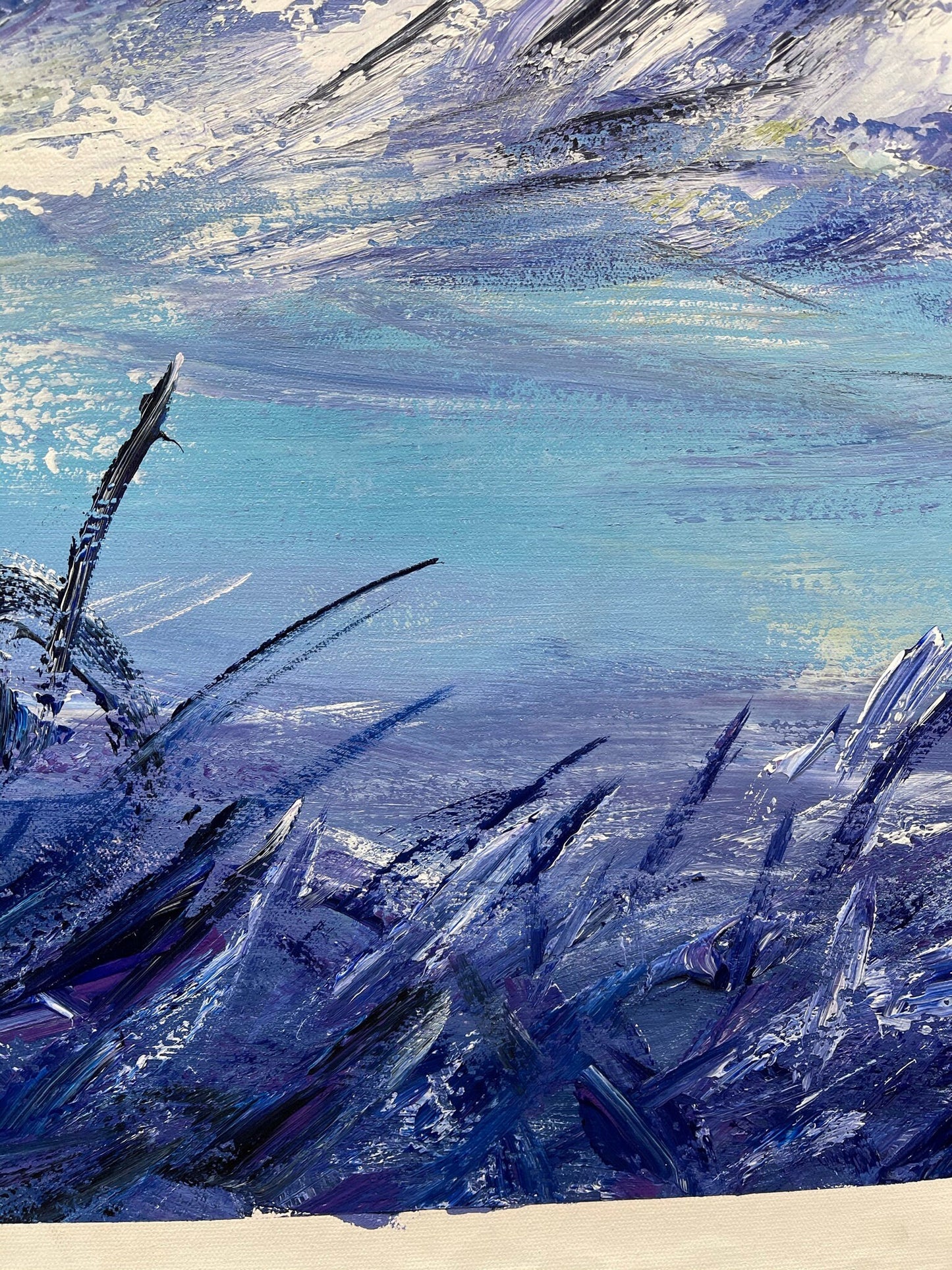 100% hand-painted 36in x24in Snow mountain oil paintings