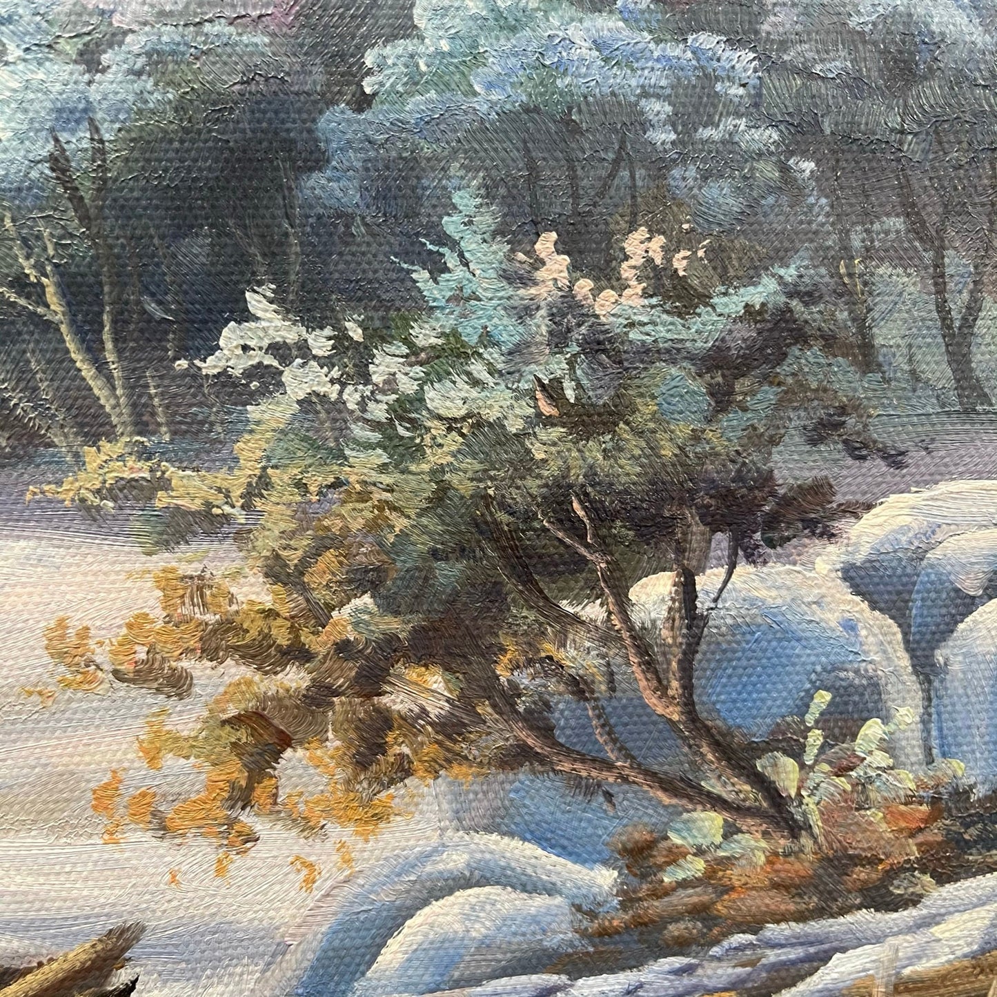 23.5x35.5 inch oil paintings fine art 100% hand-painted Snow and river The classical field