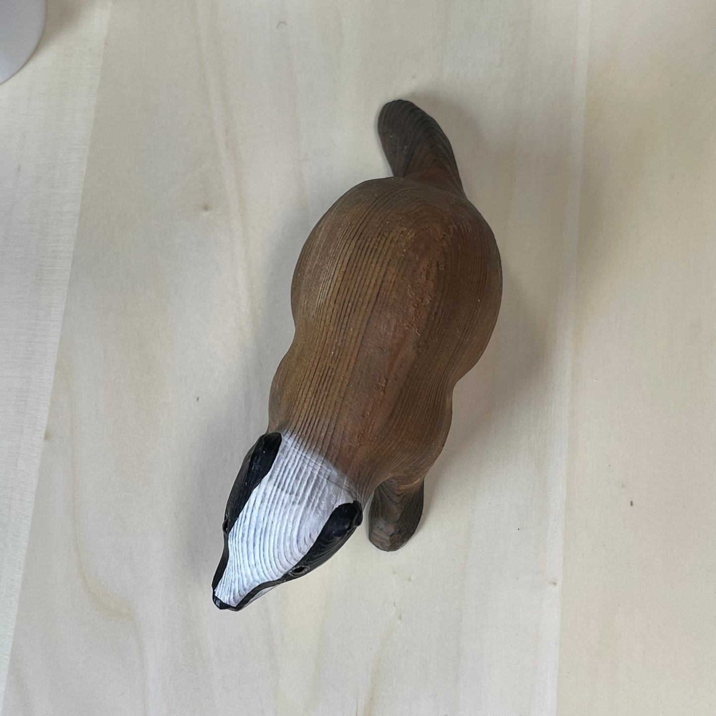 YEEYAYA Wood sculpture badger Wood statue Wood collectibles handmade wood badgers woodcarving Wild animals Hand Carved Wood figurines