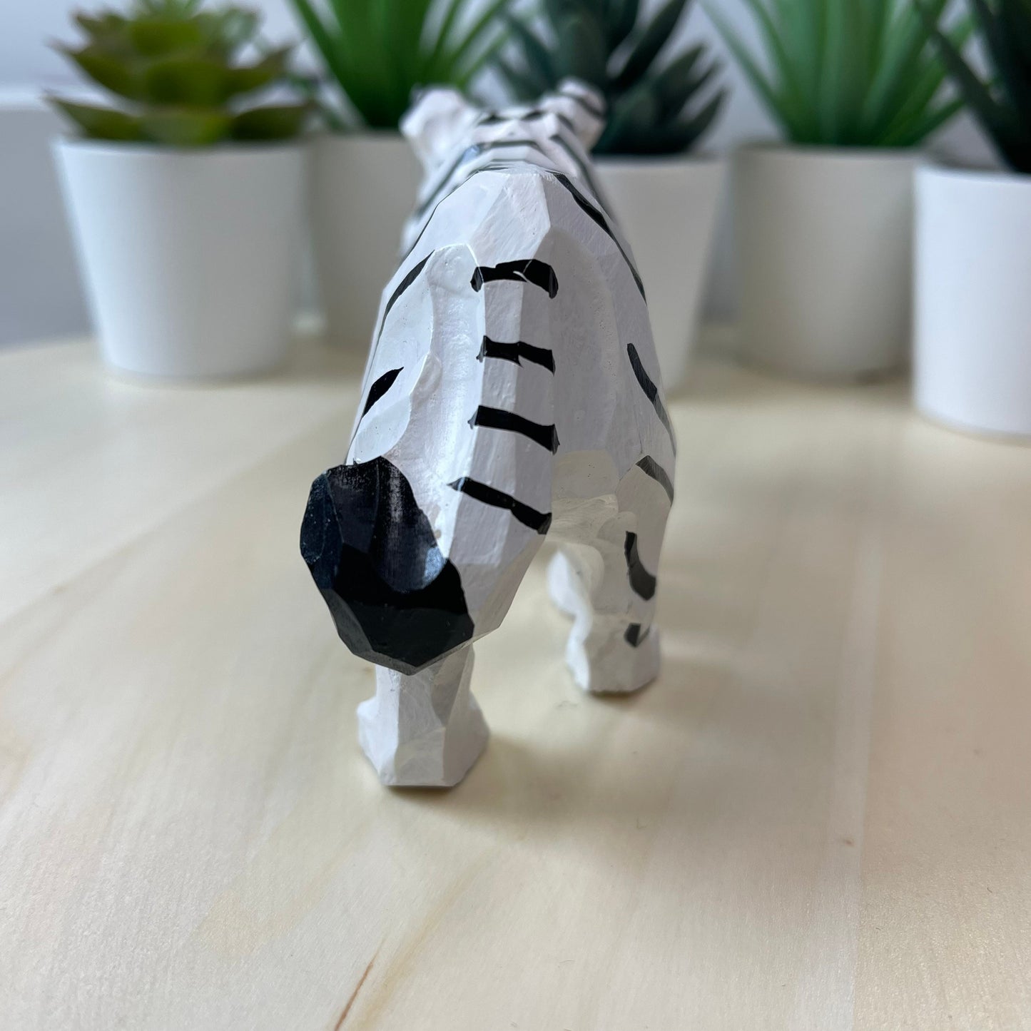 YEEYAYA White Tiger Wood sculpture Home decor Wood statue Wood figurines room decor Hand Carved wild animals Zoo Christmas gift
