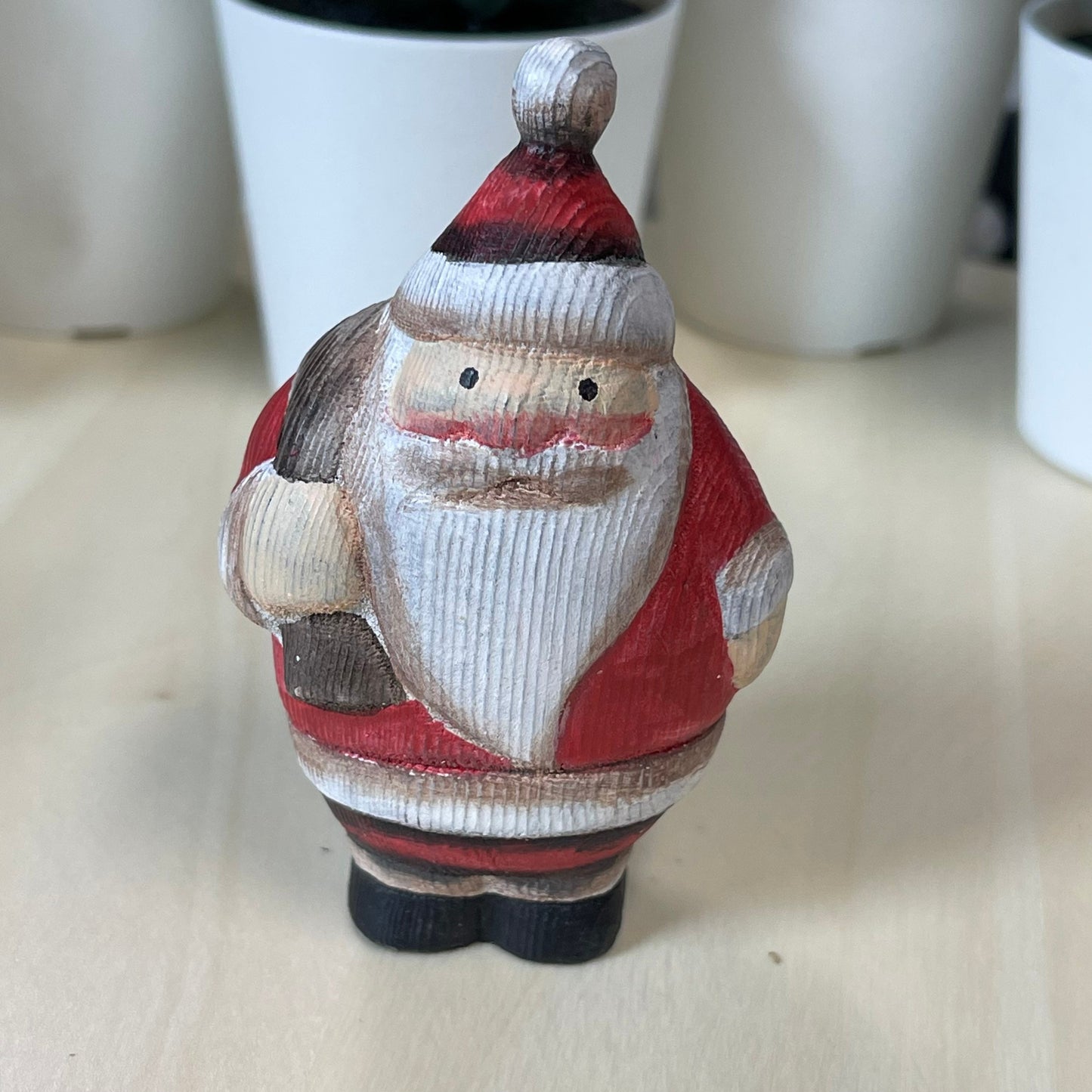 YEEYAYA 21-Santa bag Wood sculpture Hand Carved Wood Wooden Santa Claus Figurine Wood Statue Room Decor home Decor Merry Christmas gift