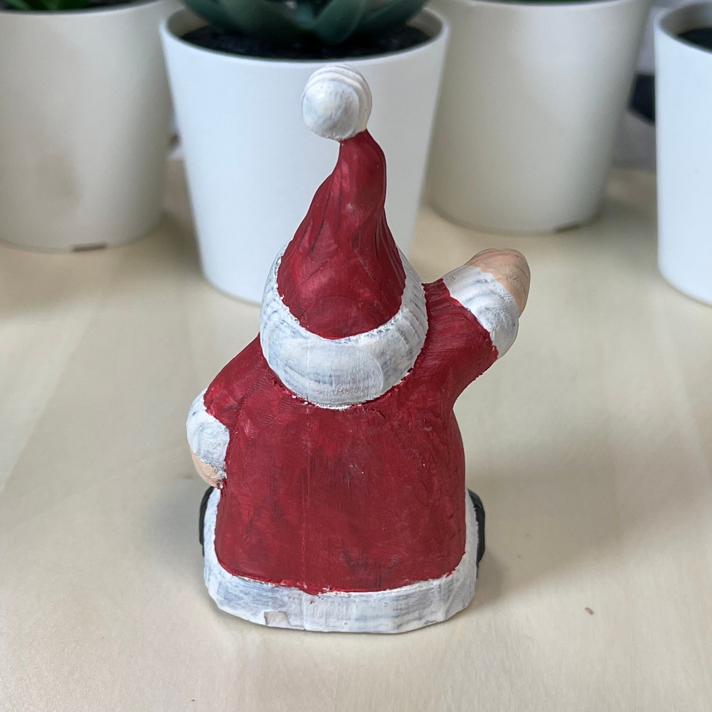 YEEYAYA Santa hi Wood sculpture Hand Carved Wood Wooden Santa Claus Figurine Wood Statue Room Decor home Decor Merry Christmas gift