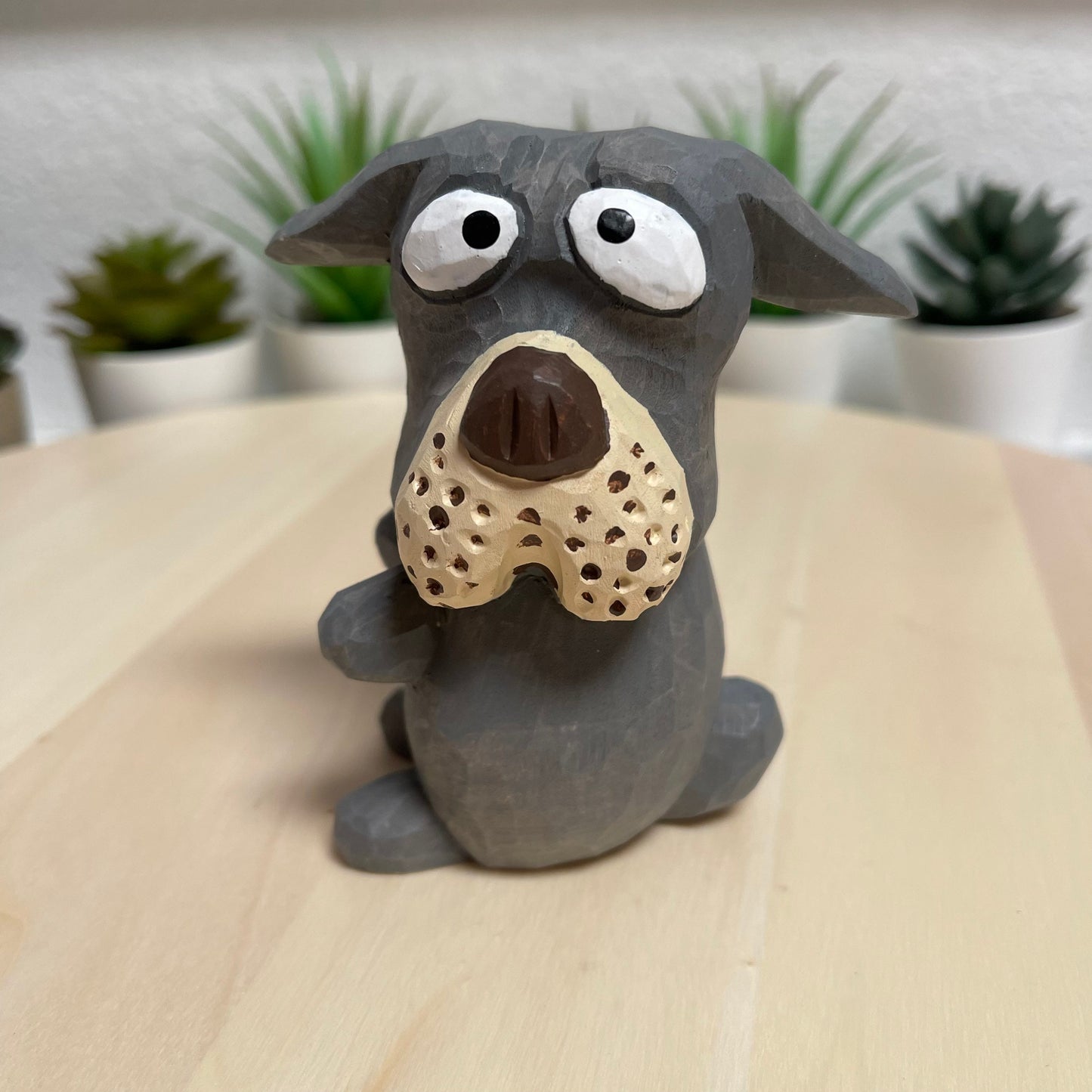 YEEYAYA a dazed dog Wood Dog puppy Wood sculpture Home decor Wood statue Wood figurines room decor Hand Carved