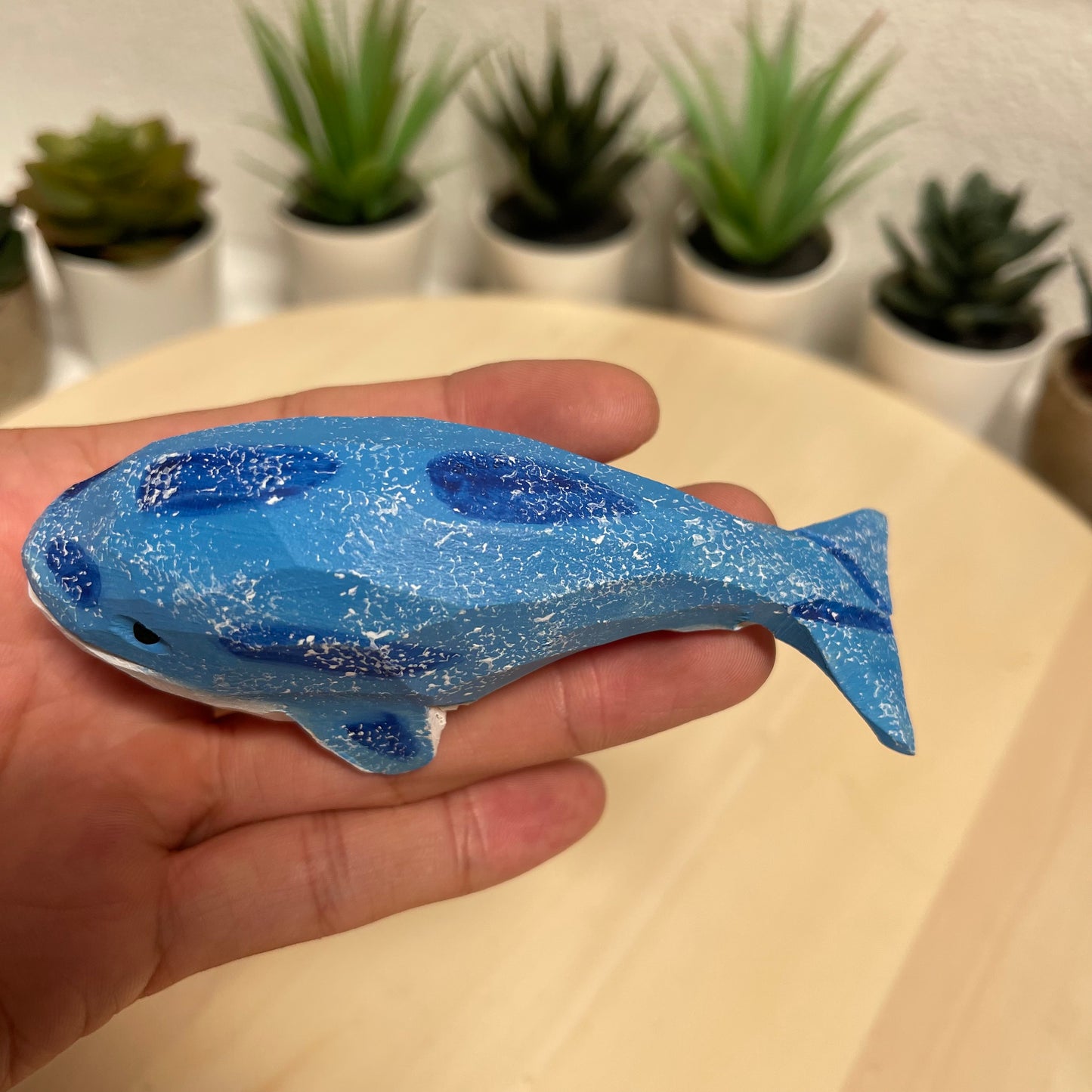 YEEYAYA 4 inch Wood whale sculpture Hand Carved Wood Wooden whale Figurine woodcarving home decor room decor Aquatic animal Marine animal