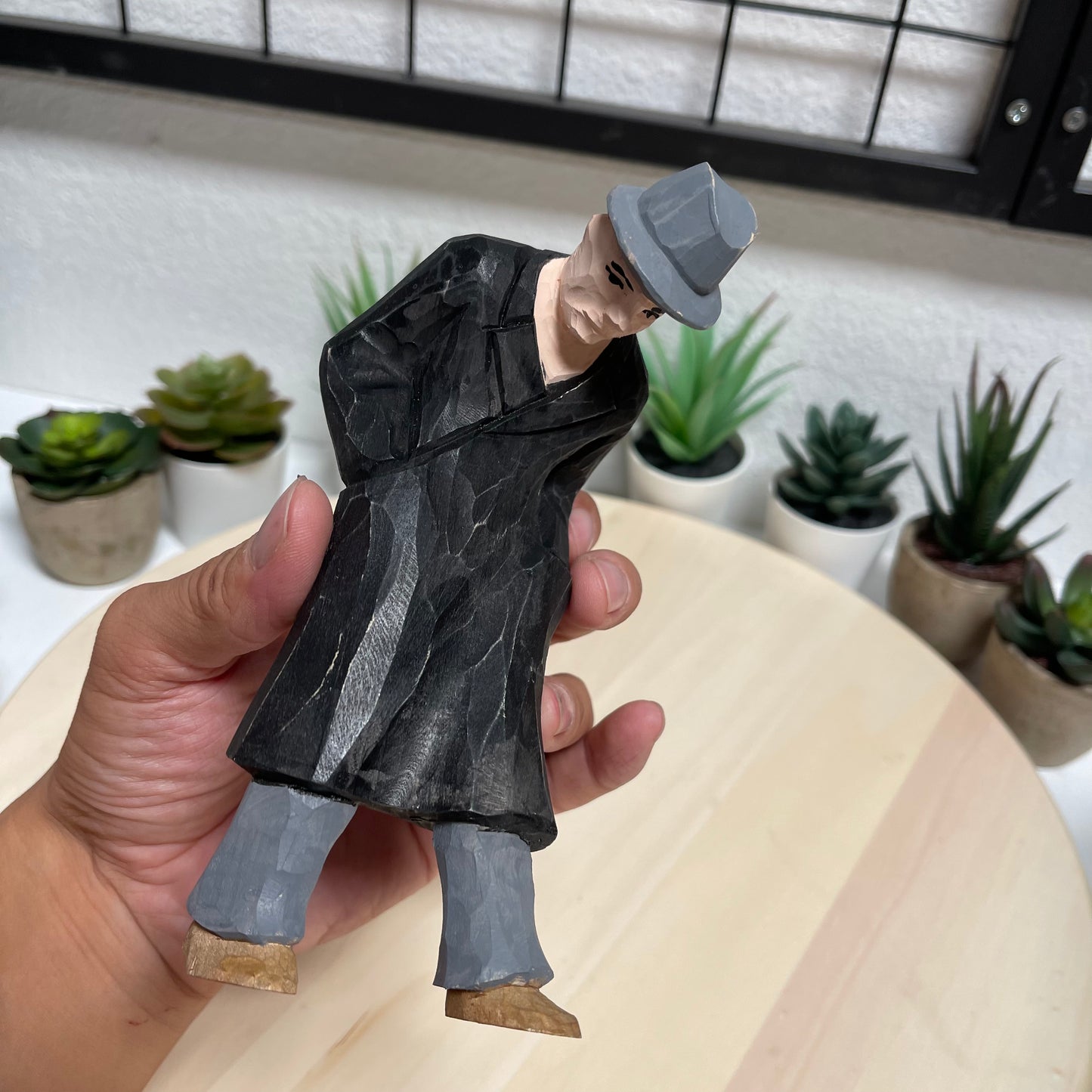 YEEYAYA man statue Wood sculpture woodcarving Hand Carved Wood Wooden Figurine home Decor Room decor
