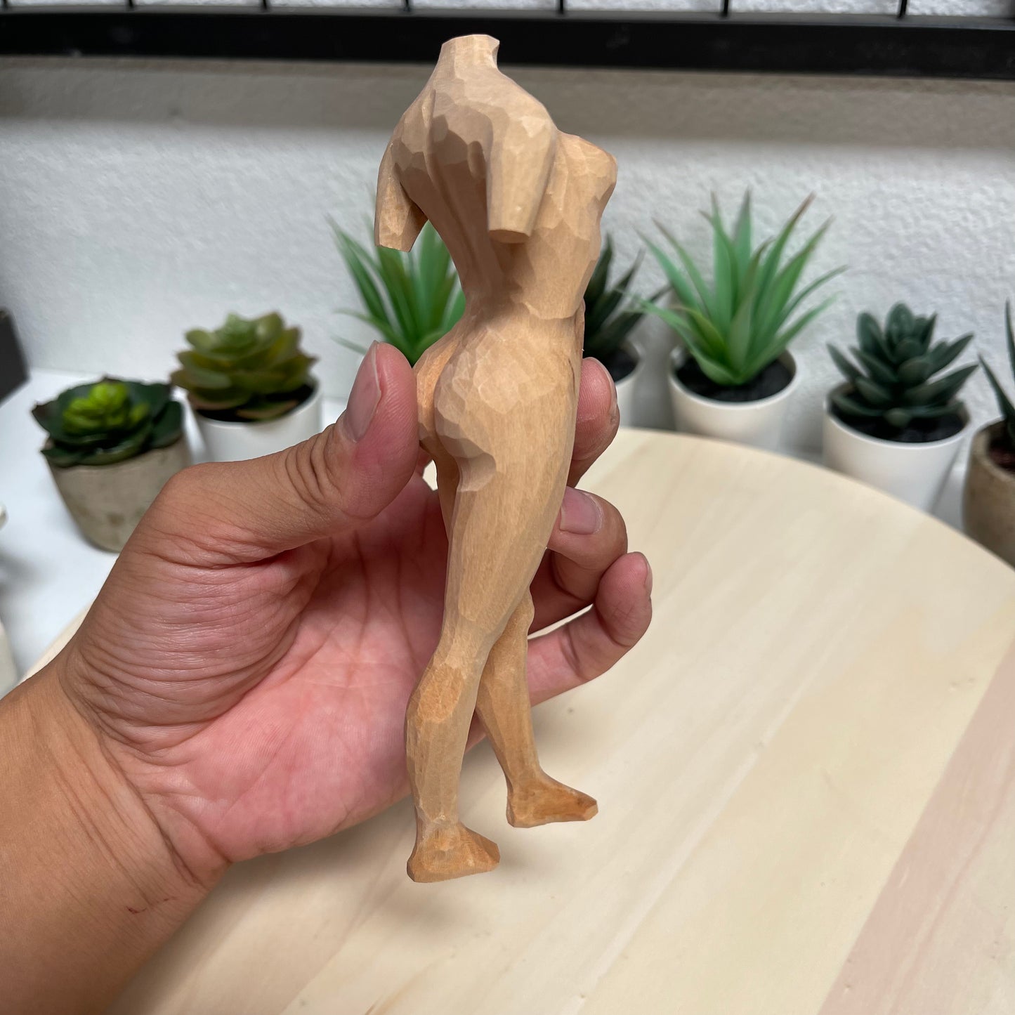 YEEYAYA 6”Statue of Venus body Wood sculpture woodcarving Hand Carved Wood Wooden astronaut Figurine home Decor Room decor