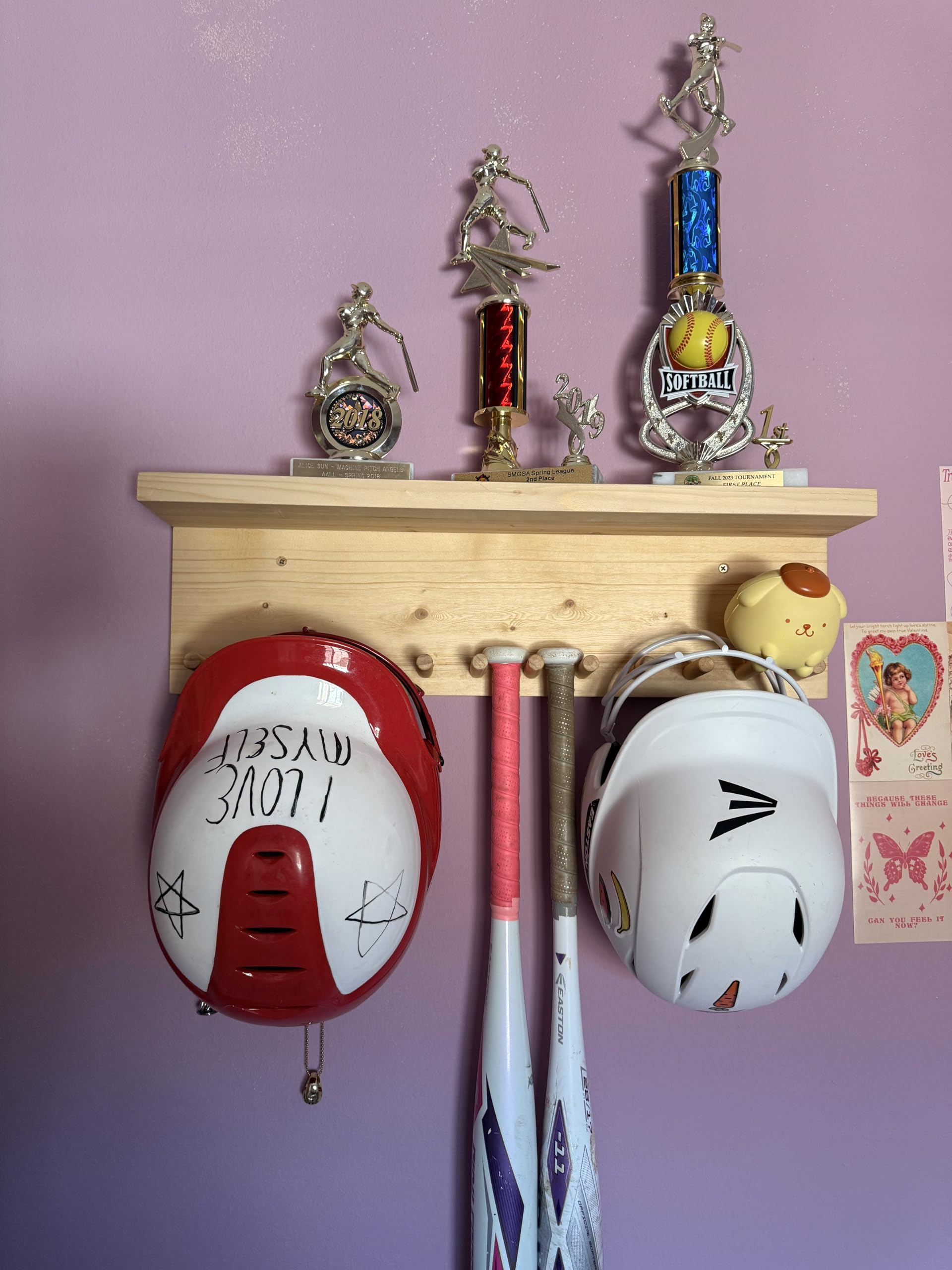 Vertical Baseball Bat Wall Mount Display - 4 Bat Holder Rack With Soft Sponge Protection