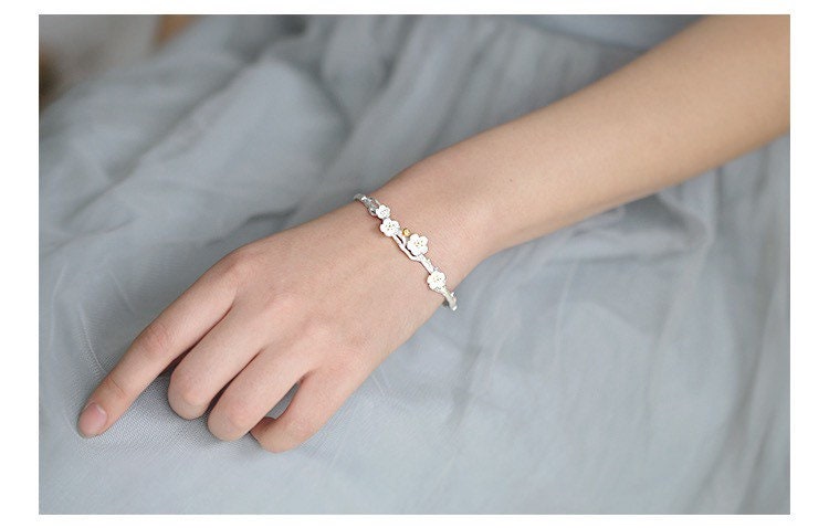 US Seller Real S925 Sterling Silver plated Bracelet Bangle Christmas gift with box B04