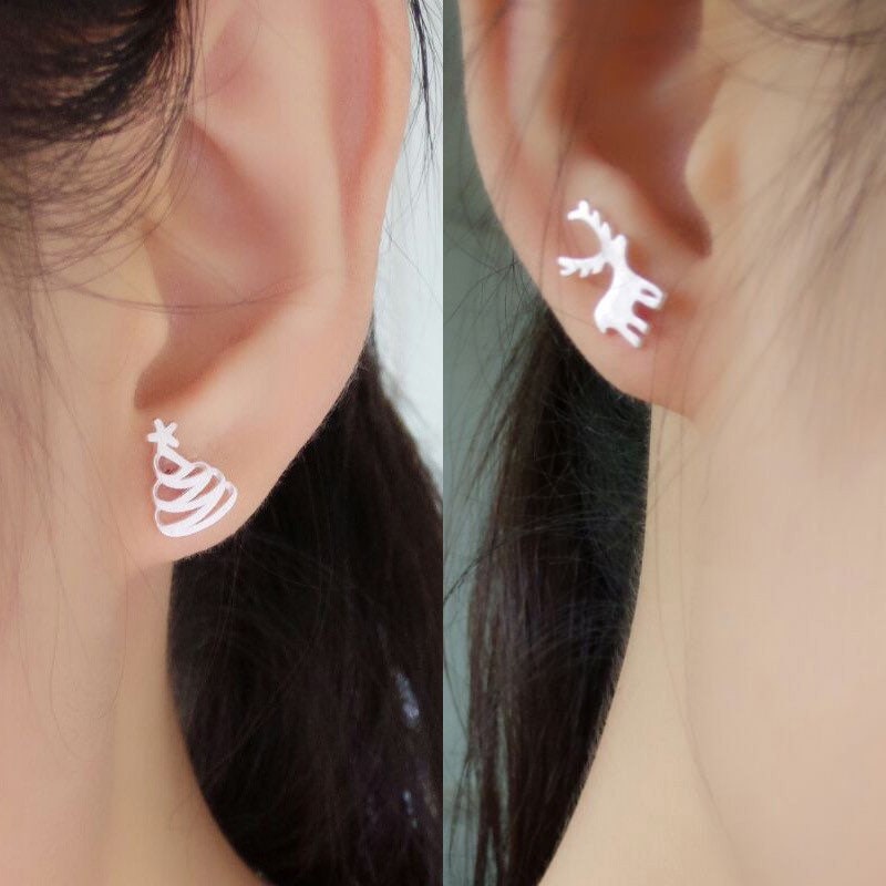 Christmas Sterling silver Stud earrings, Christmas gift includes gift box C11
