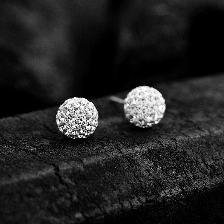 Sparkling Sterling silver Stud earrings, gift includes gift box D01