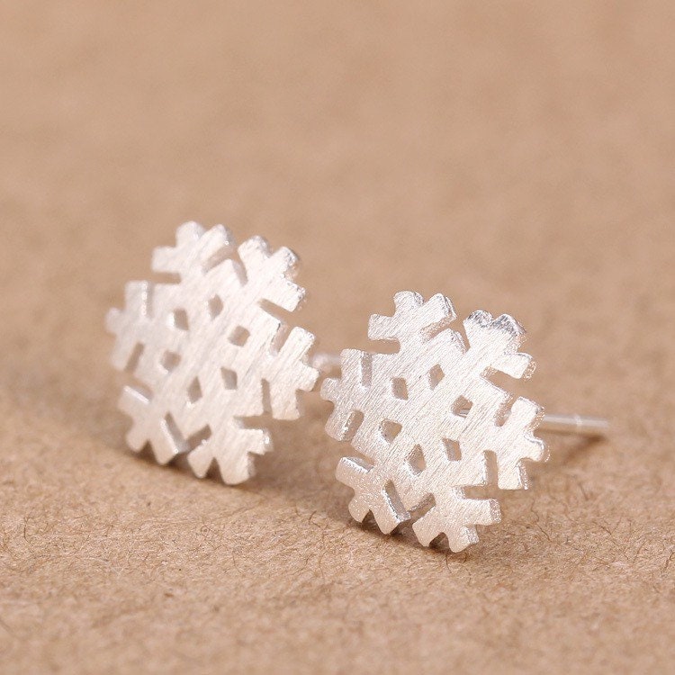 snowflakes reindeer Sterling silver Stud earrings Christmas gift with gift box D02