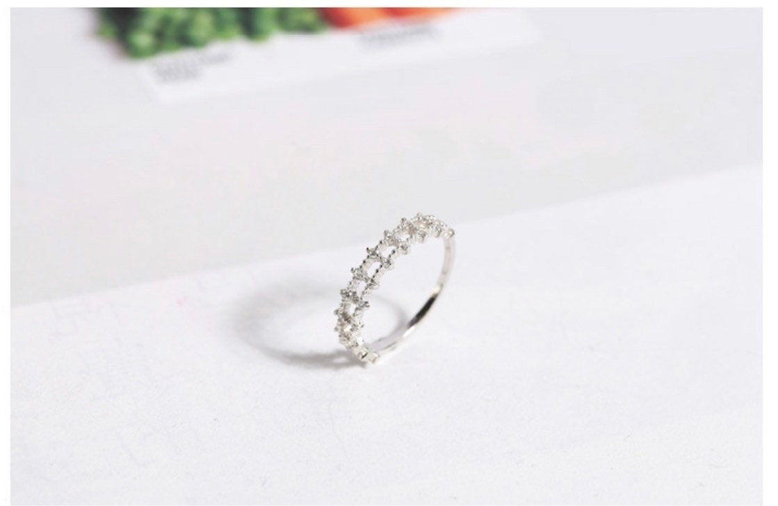 Rings zircon US Seller S925 Sterling Silver Rings Christmas gift with box F06