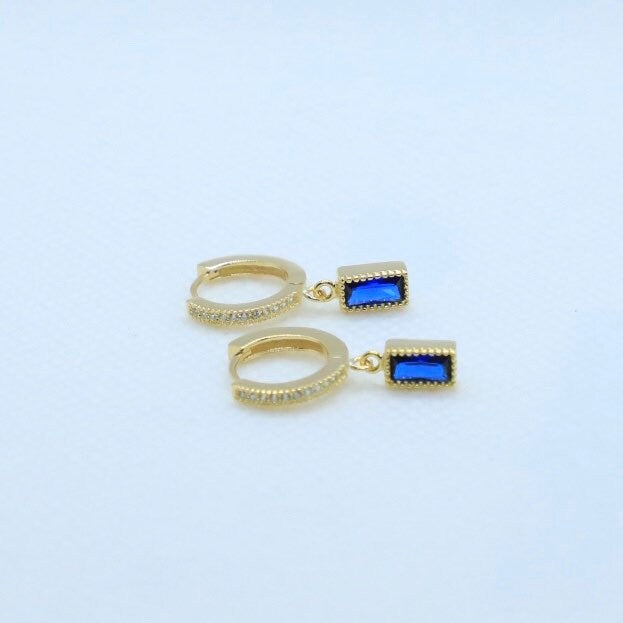 Earrings 925 sterling silver plated 18k gold Cubic Zirconia Christmas gif A09