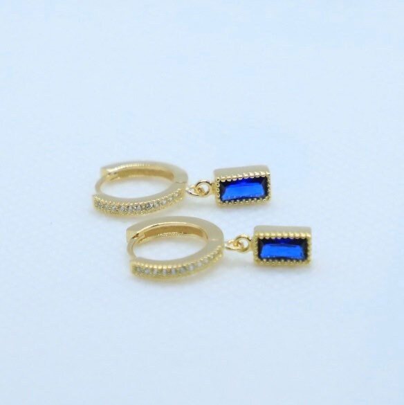Earrings 925 sterling silver plated 18k gold Cubic Zirconia Christmas gif A09