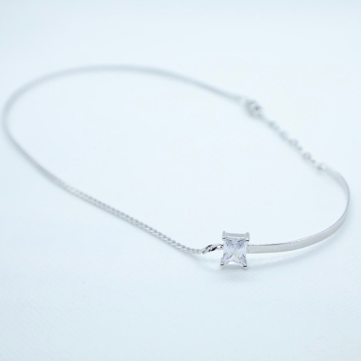 US Seller Real S925 Sterling Silver Bracelet Bangle Cubic Zirconia Christmas gift with box A06