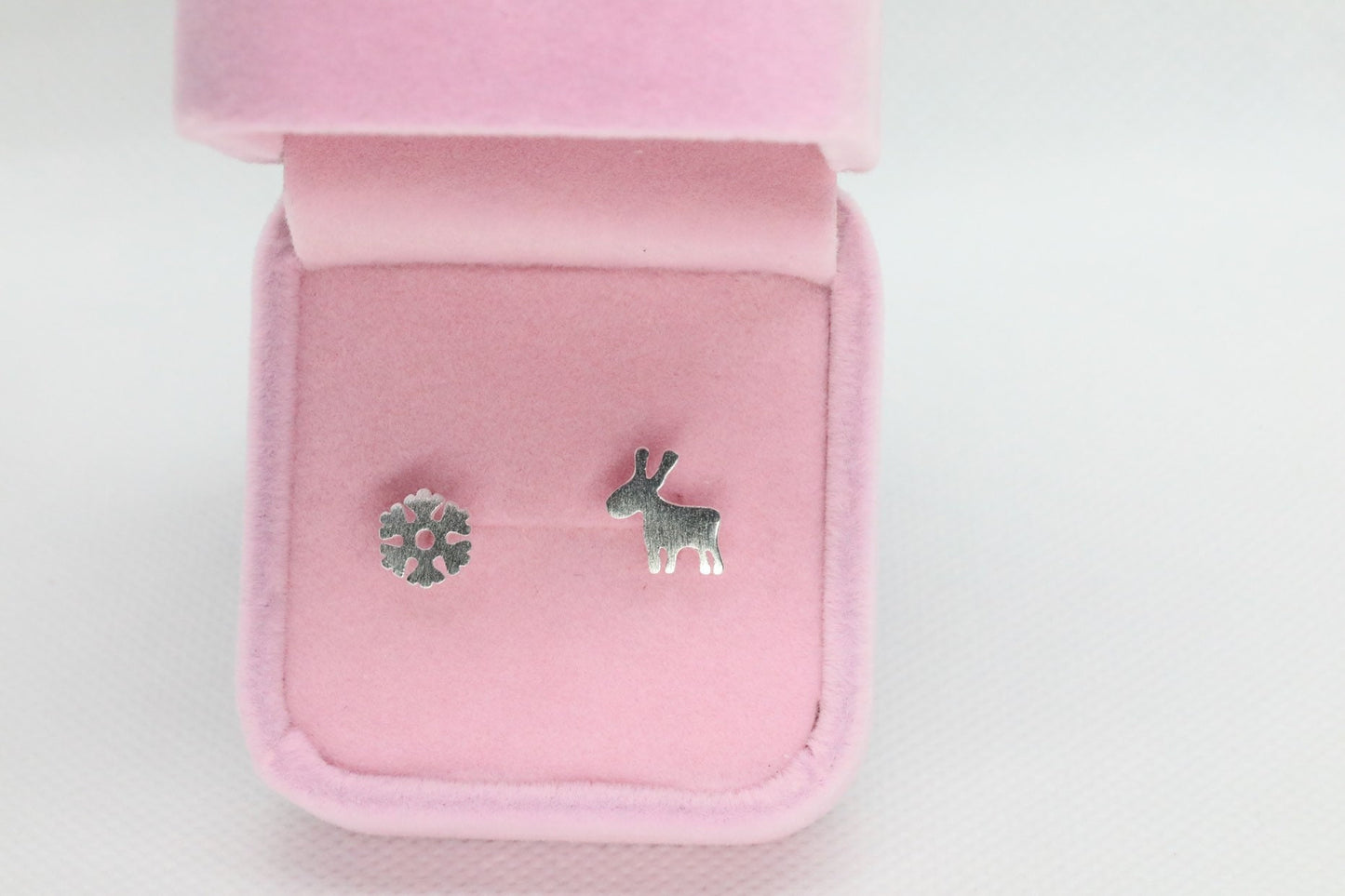 snowflakes reindeer Sterling silver Stud earrings Christmas gift with gift box B12