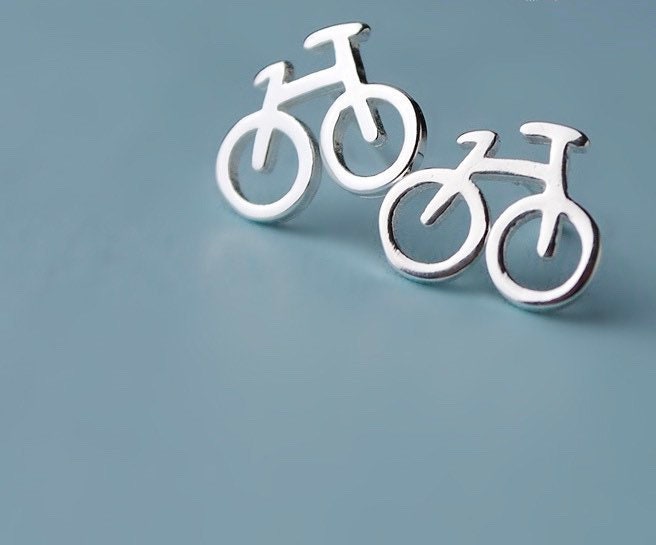 Stud earrings Sterling silver Stud earrings bicycle  Christmas gift includes gift box B10