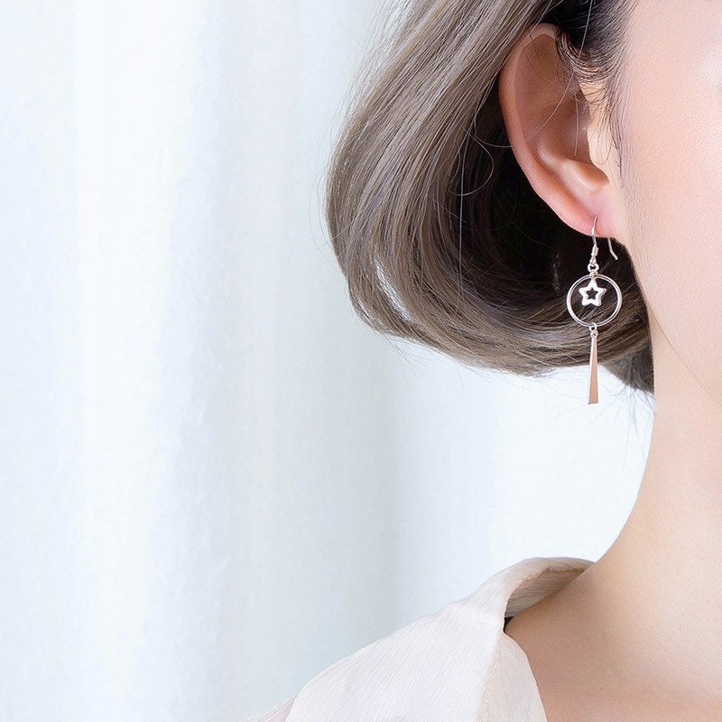 Star earrings 925 sterling silver earrings Christmas gif with box D06