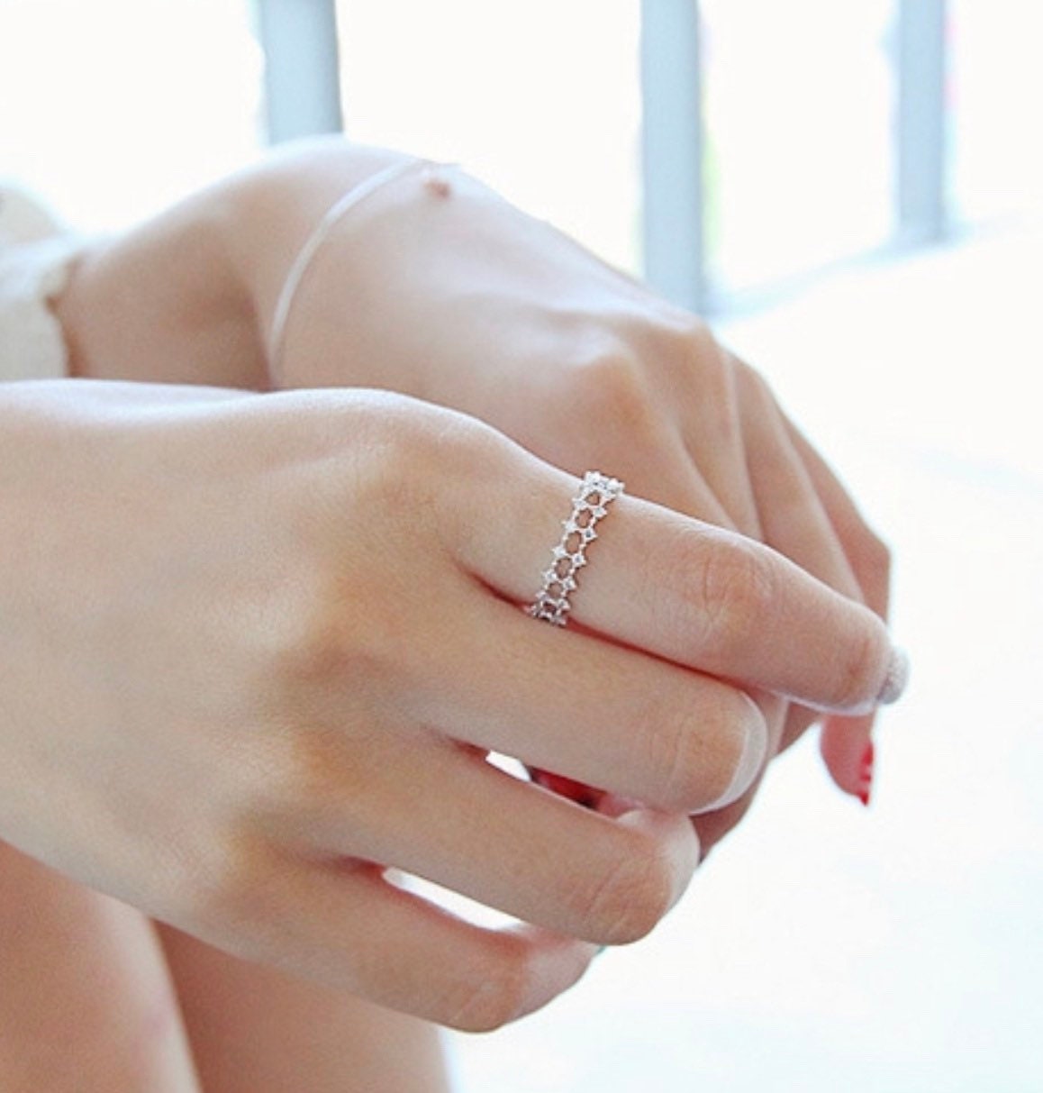 Rings zircon US Seller S925 Sterling Silver Rings Christmas gift with box F06