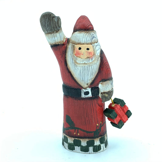 YEEYAYA Wood sculpture Home decor handmade wood Figurines Hand Carved Wood Wooden Santa Claus Figurine Merry Christmas gift