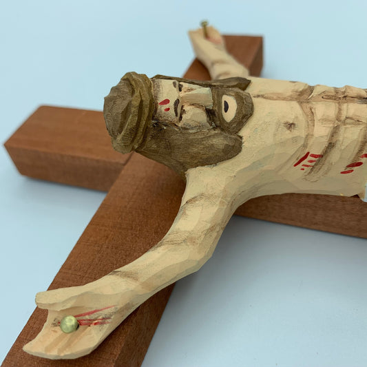 Wood sculpture Crucifix  Figurines Religious articles woodcarving Hand Carved Wood Wooden  Crucifix  Figurines Merry Christmas gift