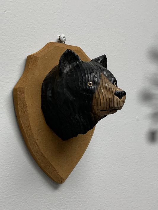 YEEYAYA Bear Head Wall decor Wall Art Wood sculpture Hand Carved Wood Wooden Bear Figurine Christmas gift present home Decor room Decor
