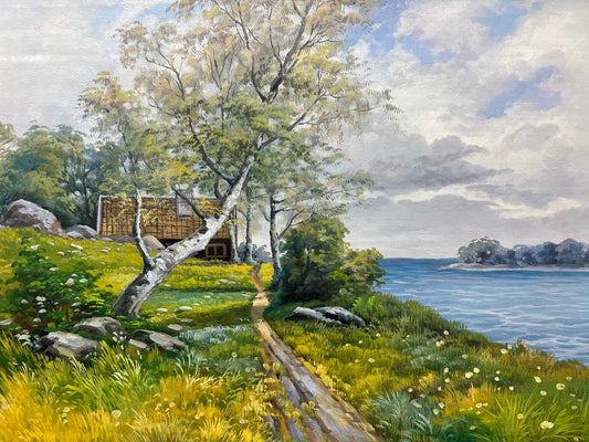 100% hand-painted Spring scenery 23.5x35.5 inch oil paintings The classical field