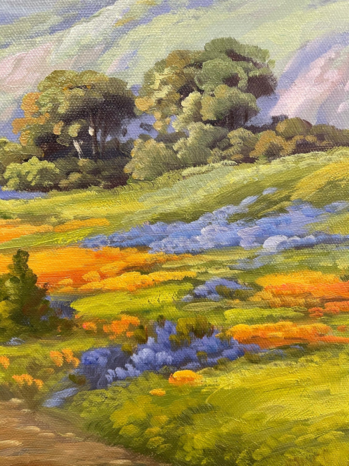 100% hand-painted Mountain view and flower scenery 36x24 inch oil paintings The classical field