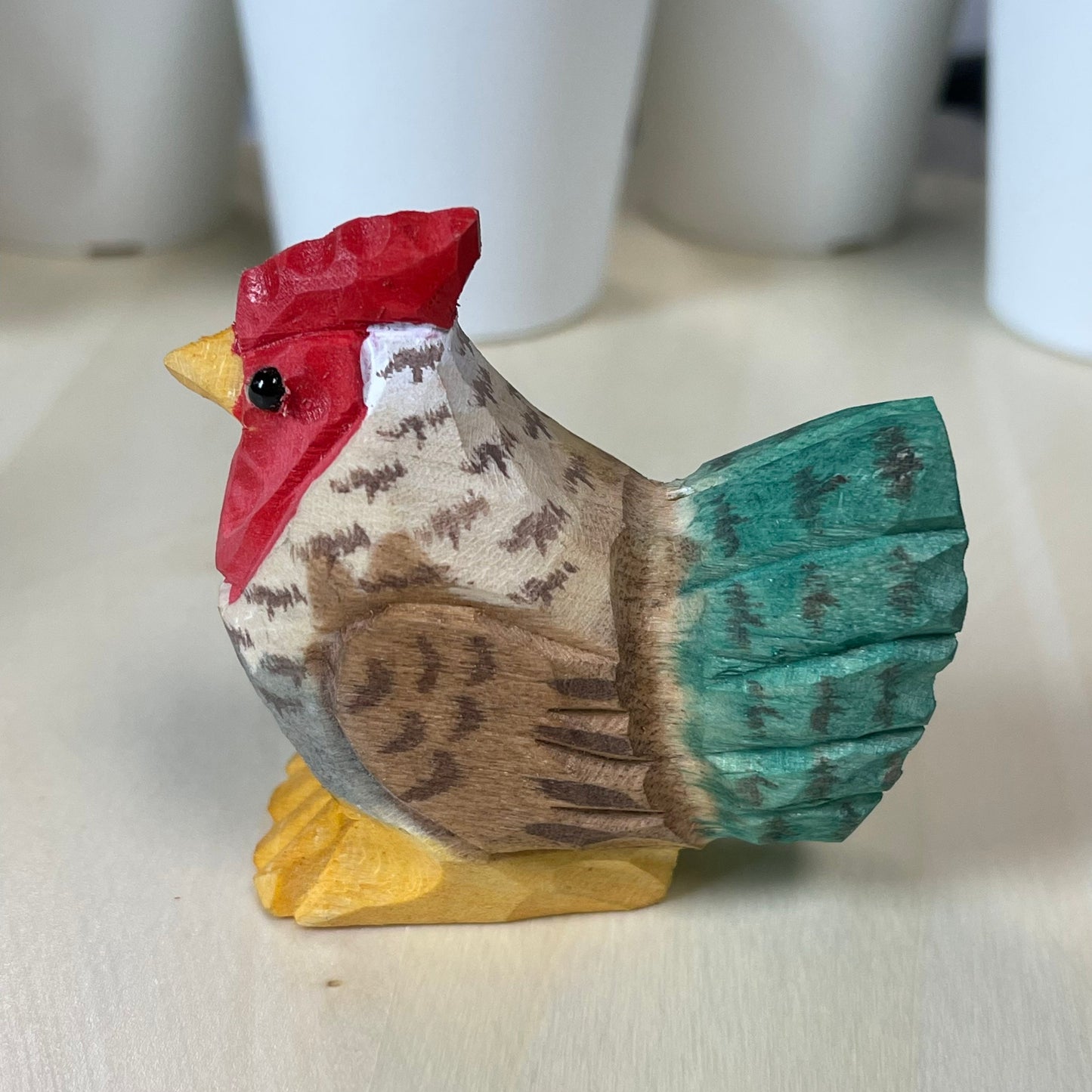 YEEYAYA Wood Hen Wood sculpture Home decor Wood statue Wood figurines room decor Hand Carved
