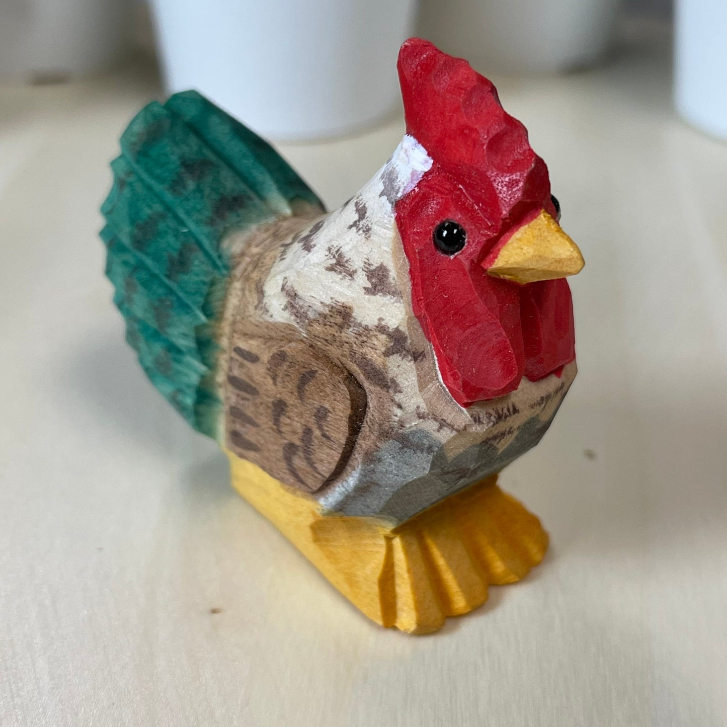 YEEYAYA Wood Hen Wood sculpture Home decor Wood statue Wood figurines room decor Hand Carved
