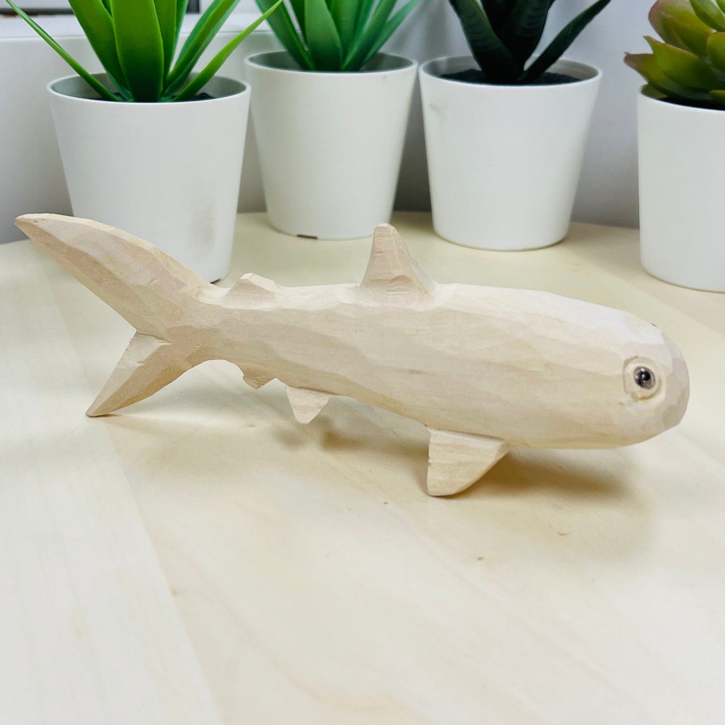 YEEYAYA 6 inch Wood sculpture Hand Carved Wood Wooden whale Figurine woodcarving home decor room decor